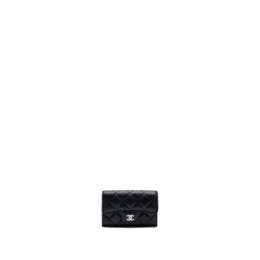 chanel classic flap card holder caviar black SHW (Microchip)