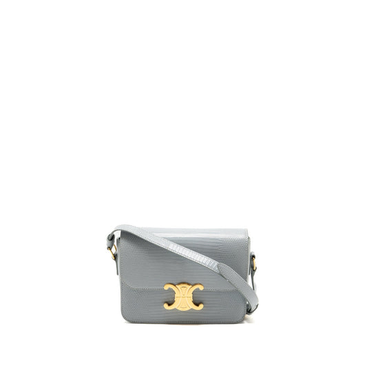 Celine Teen Triomphe Bag Lizard Cloudy Grey GHW