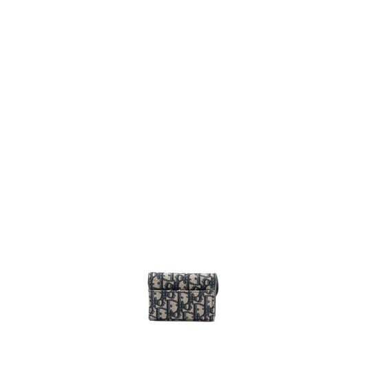 Dior Saddle Flap Card Holder Oblique Canvas blue GHW
