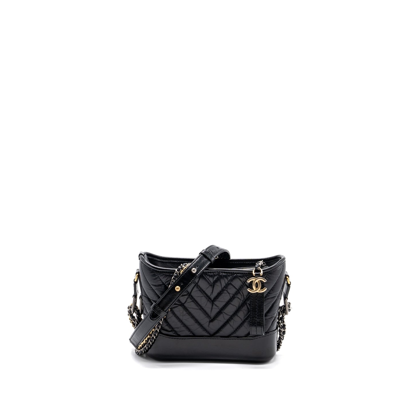 Chanel chevron small Gabrielle hobo bag calfskin black multicolor hardware