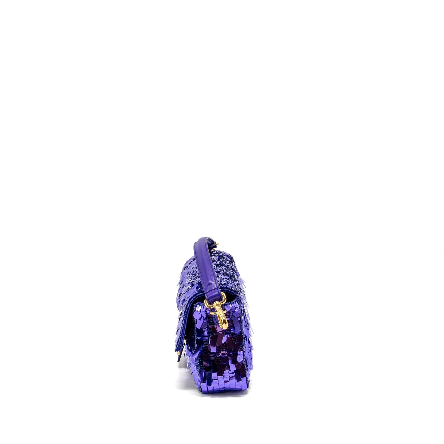 Fendi Baguette Bag Limited Edition Sequin/Leather Purple GHW