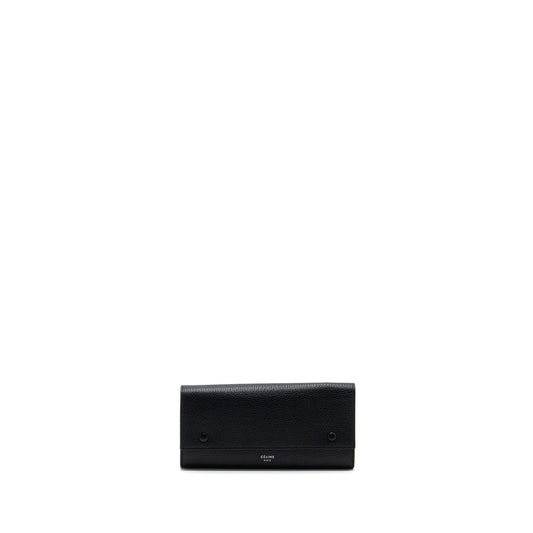 Celine Long Wallet Grained Calfskin Black SHW
