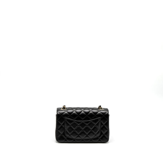Chanel Classic Mini Rectangular Flap Bag Lambskin Black LGHW (Microchip)