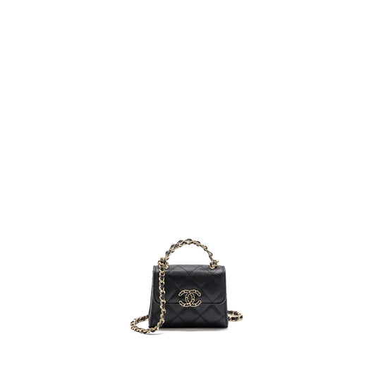 Chanel Mini Top Handle Flap Bag Caviar Black LGHW (microchip)