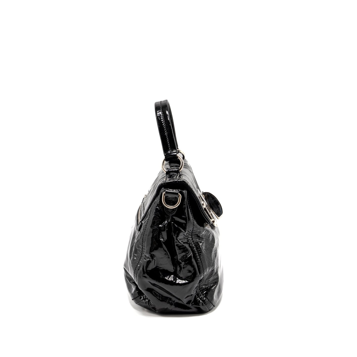 Miu Miu Turnlock Tote Bag Patent Black SHW