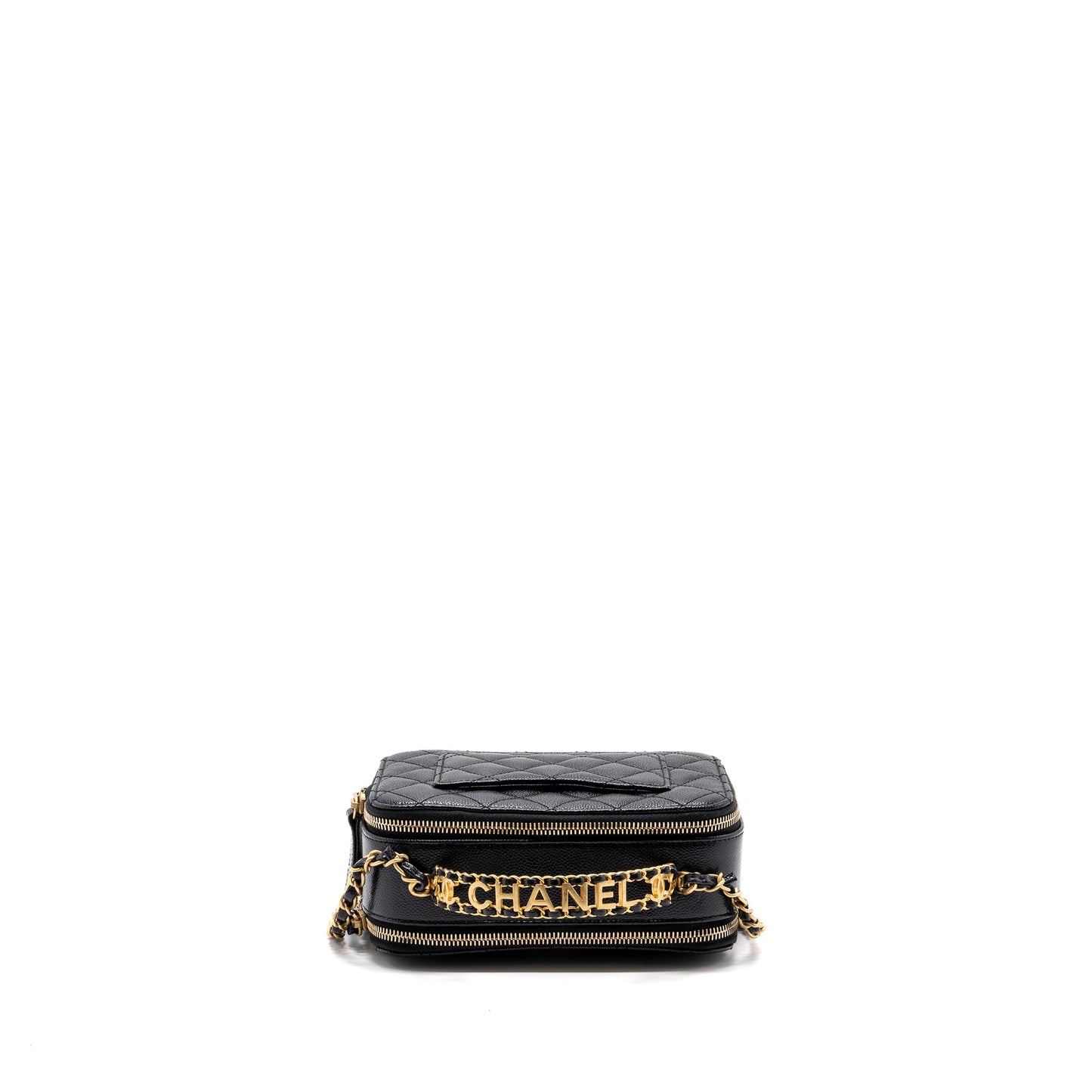 Chanel Letter top Handle Small vanity case caviar Black Brushed GHW(microchip)