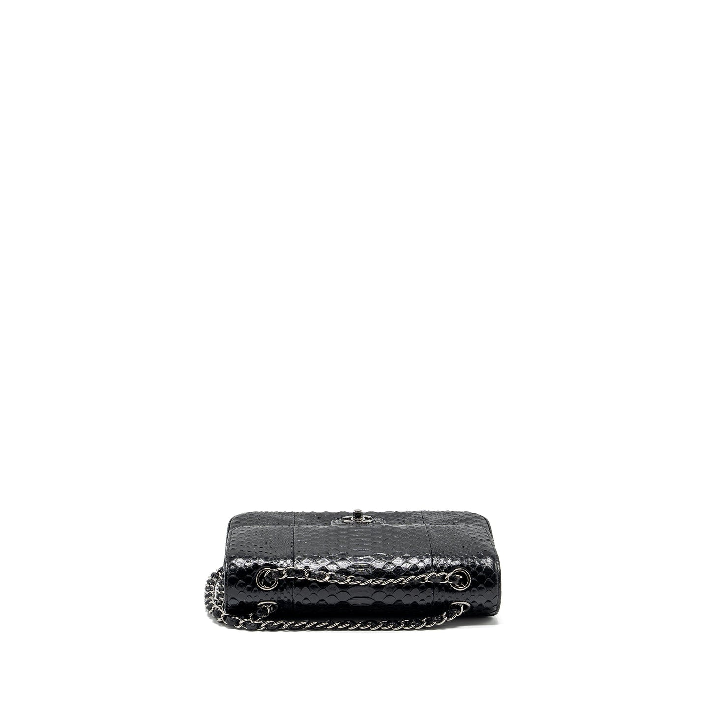 Chanel Medium Classic Double Flap bag python black SHW