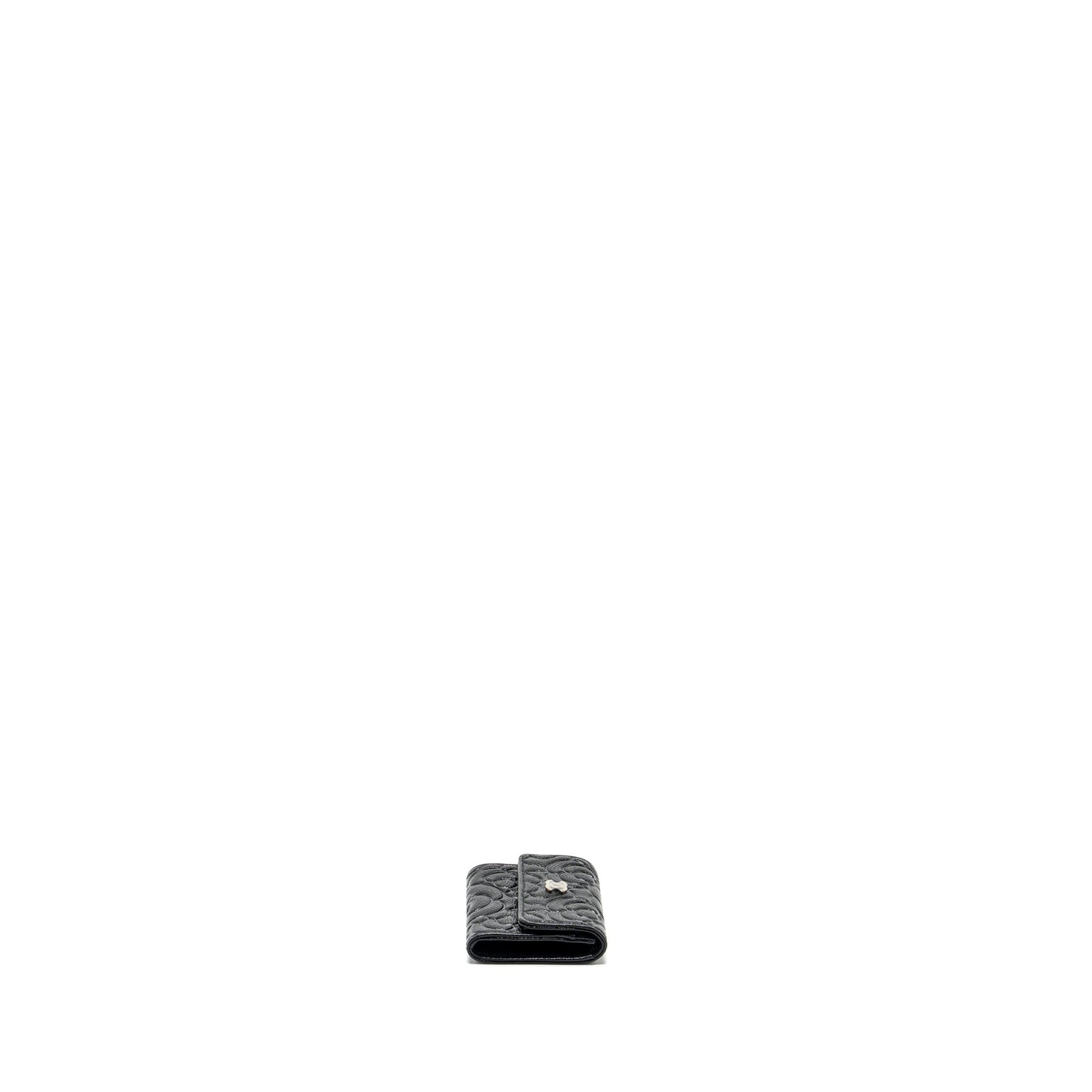 Chanel Camellia Embossed Card Holder Caviar Black SHW