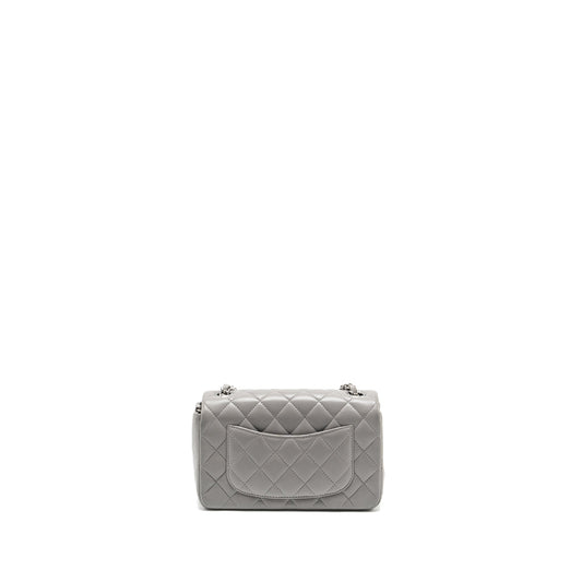 Chanel Mini Rectangular Flap Bag Lambskin Light Grey SHW(Microchip)
