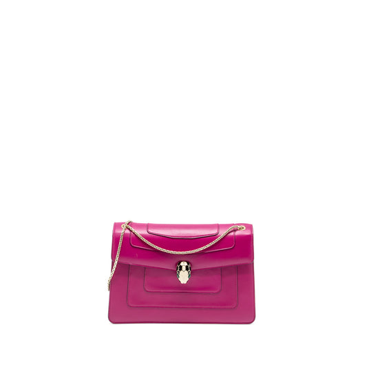 Bvlgari Serpenti forever flap bag calfskin dark pink GHW