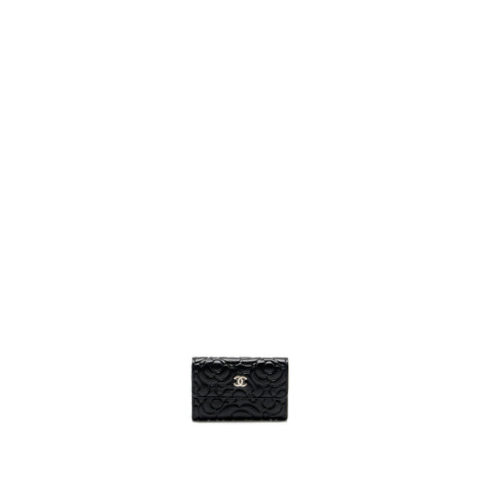 Chanel Camellia Embossed Card Holder Caviar Black SHW