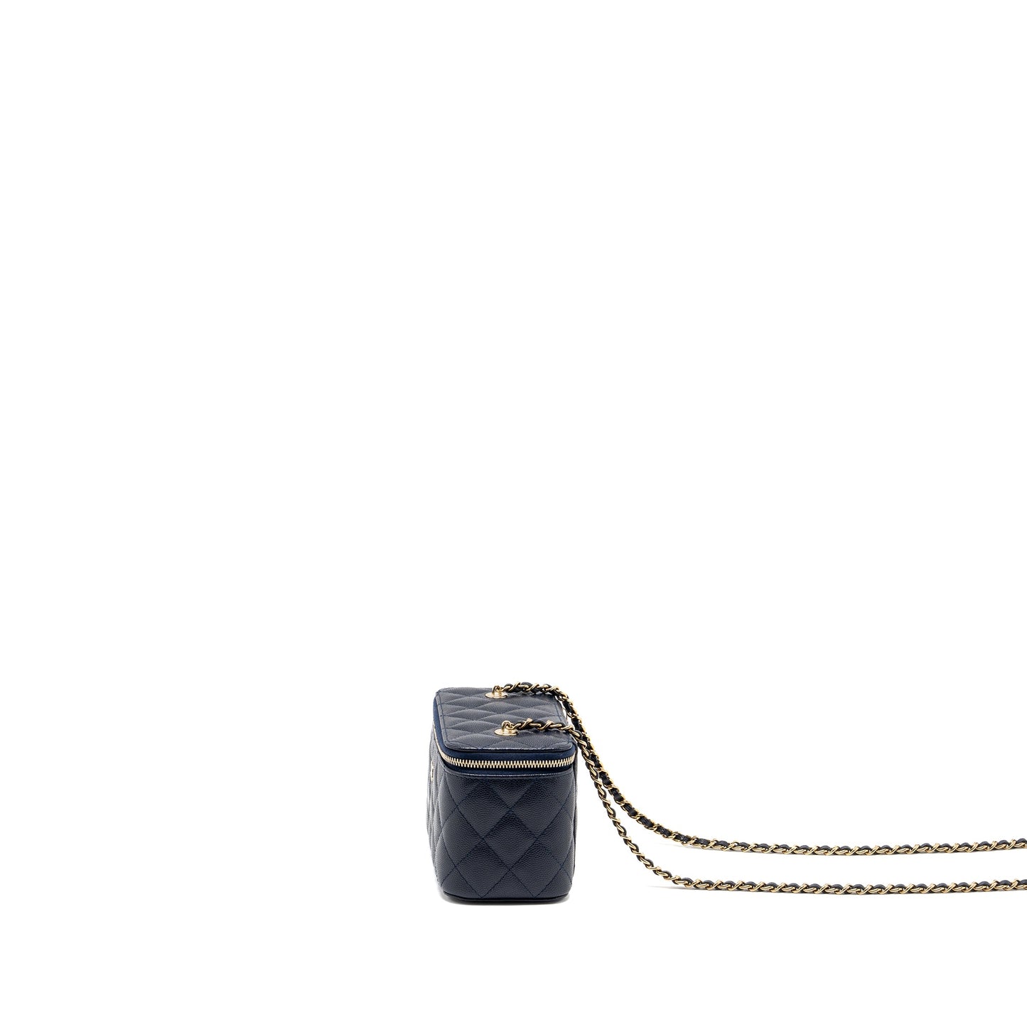 Chanel 23c long vanity case caviar navy LGHW (microchip)