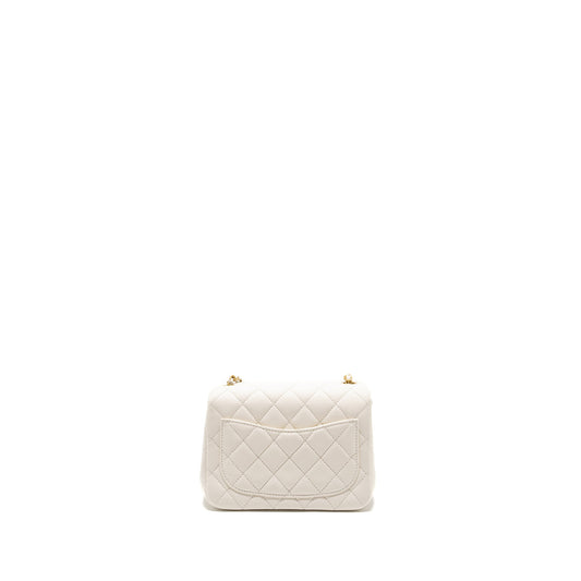 Chanel Pearl Crush Mini Square Lambskin White GHW (microchip)