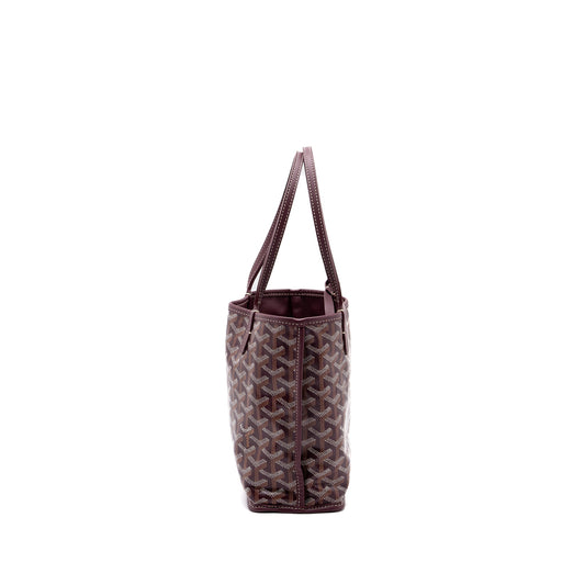 Goyard Anjou Mini tote Canvas/Calfskin Burgundy SHW