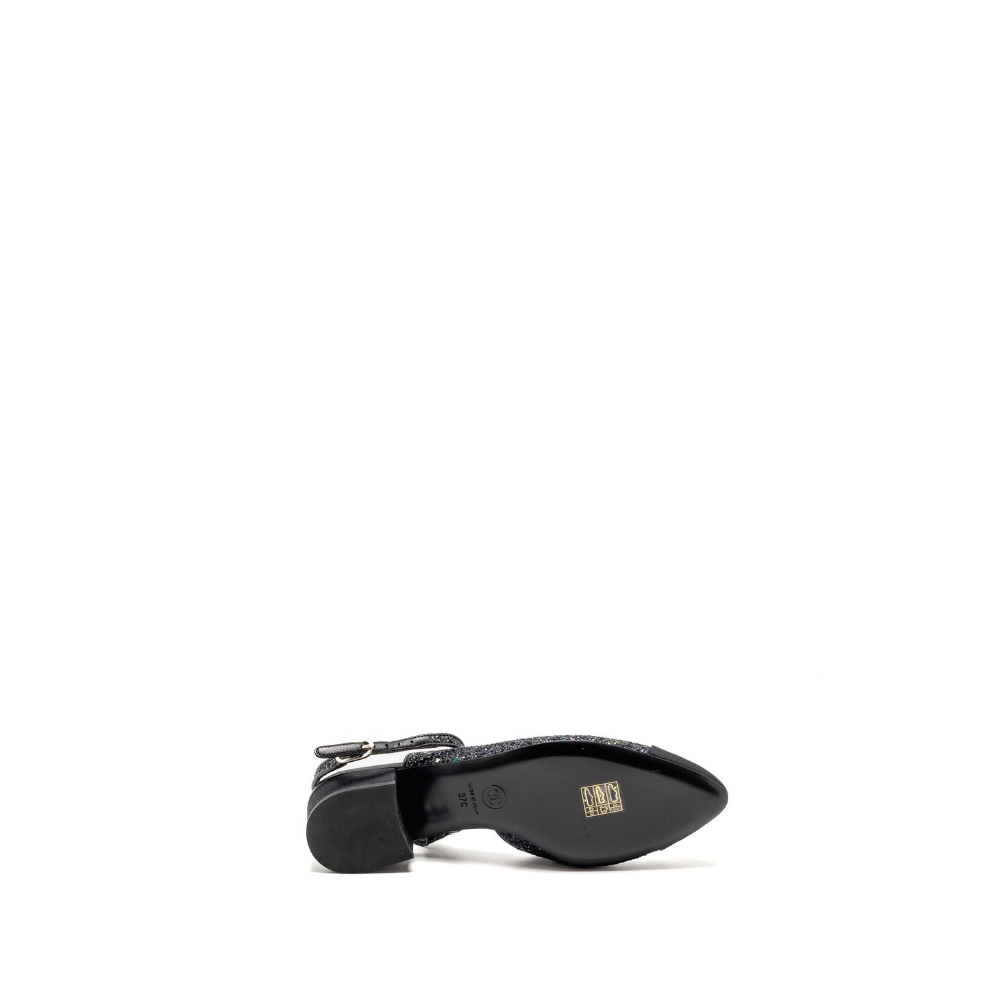 Chanel size 37 sling back sequins black