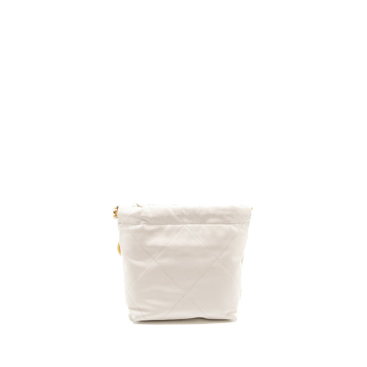 Chanel Mini 22 Bag Shiny Calfskin White GHW (Microchip)