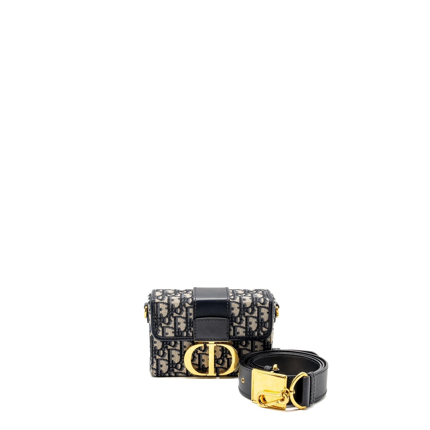 Luxury Dior 30 Montaigne Box Blue Oblique Jacquard GHW