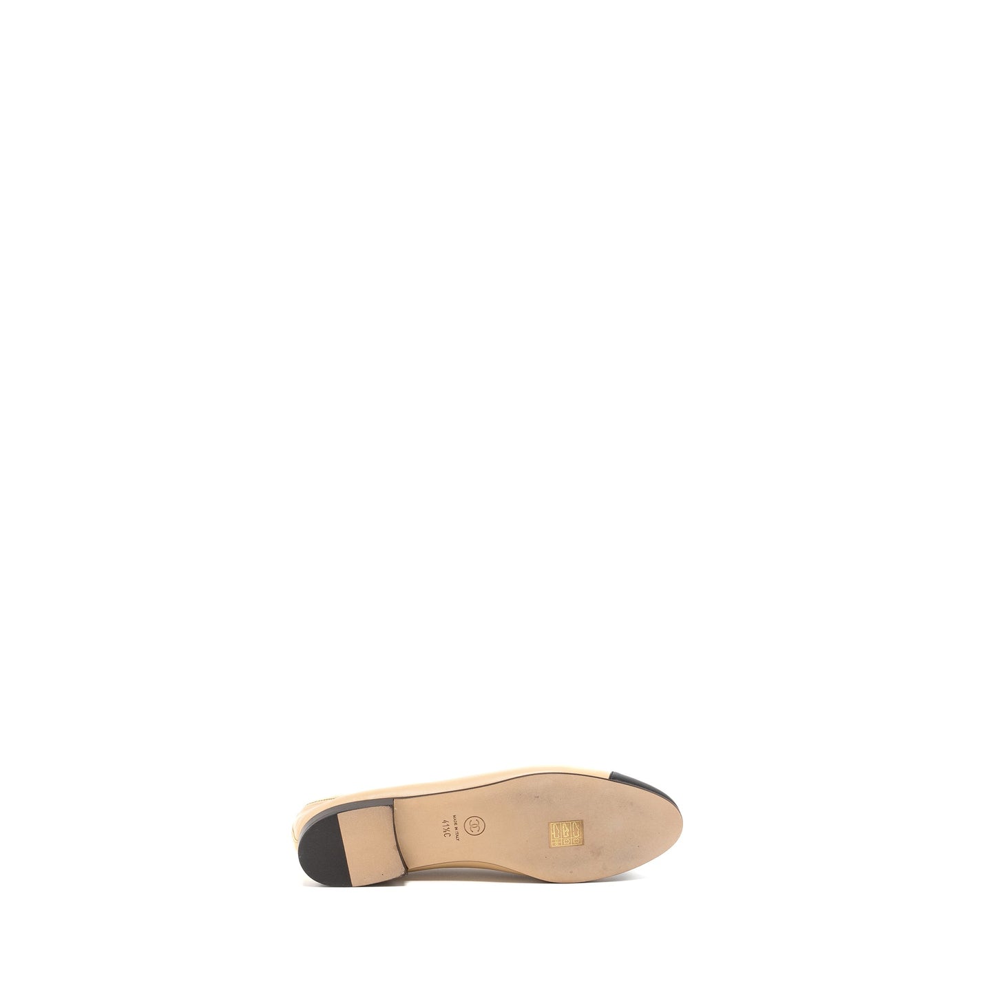 Chanel Size 41.5 Ballerina Flat Shoes Lambskin Beige/Black