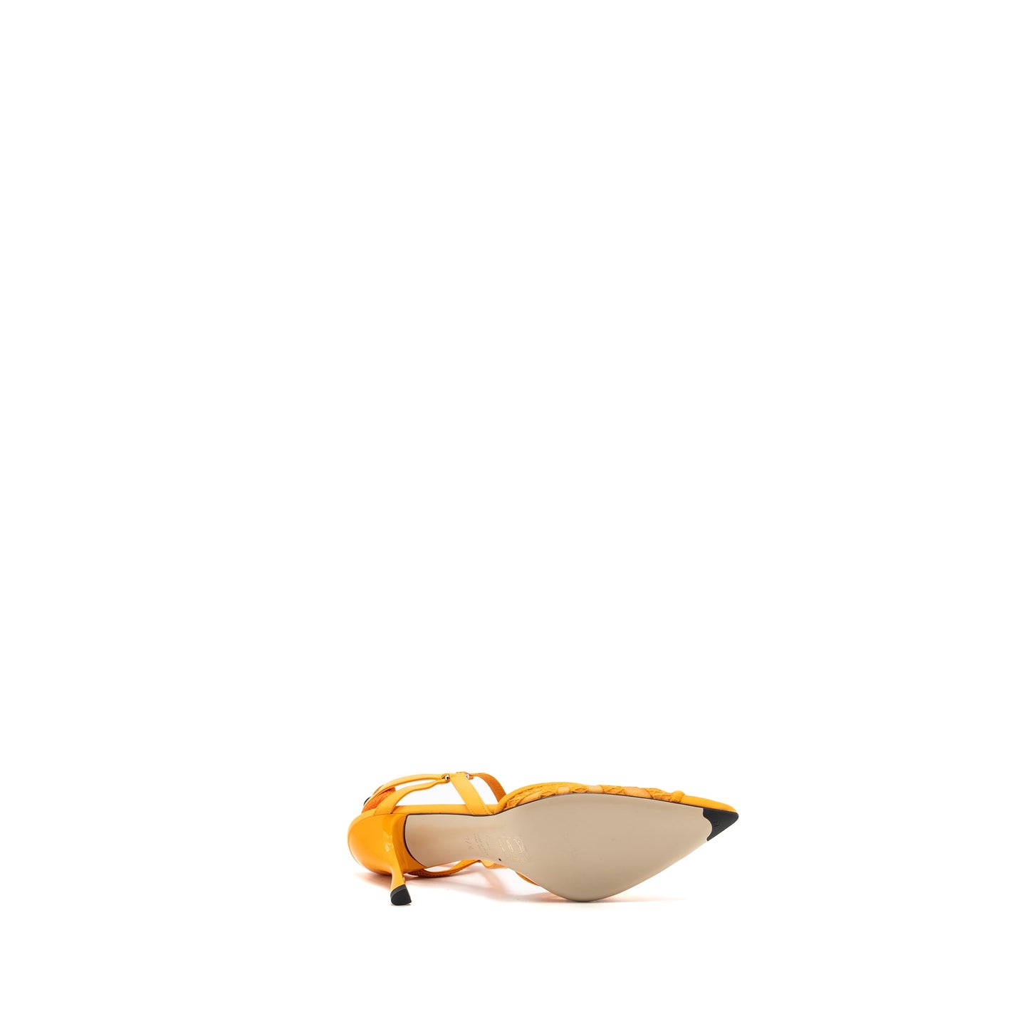 Fendi Size 37.5 Slingback with heel embroidery/leather Orange