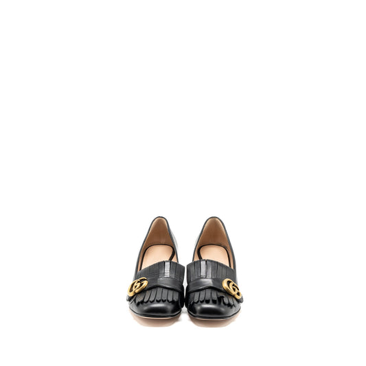 Gucci size 38 marmont loafer pumps calfskin black GHW