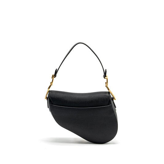 Dior Medium Saddle Bag with Strap Calfskin Black GHW