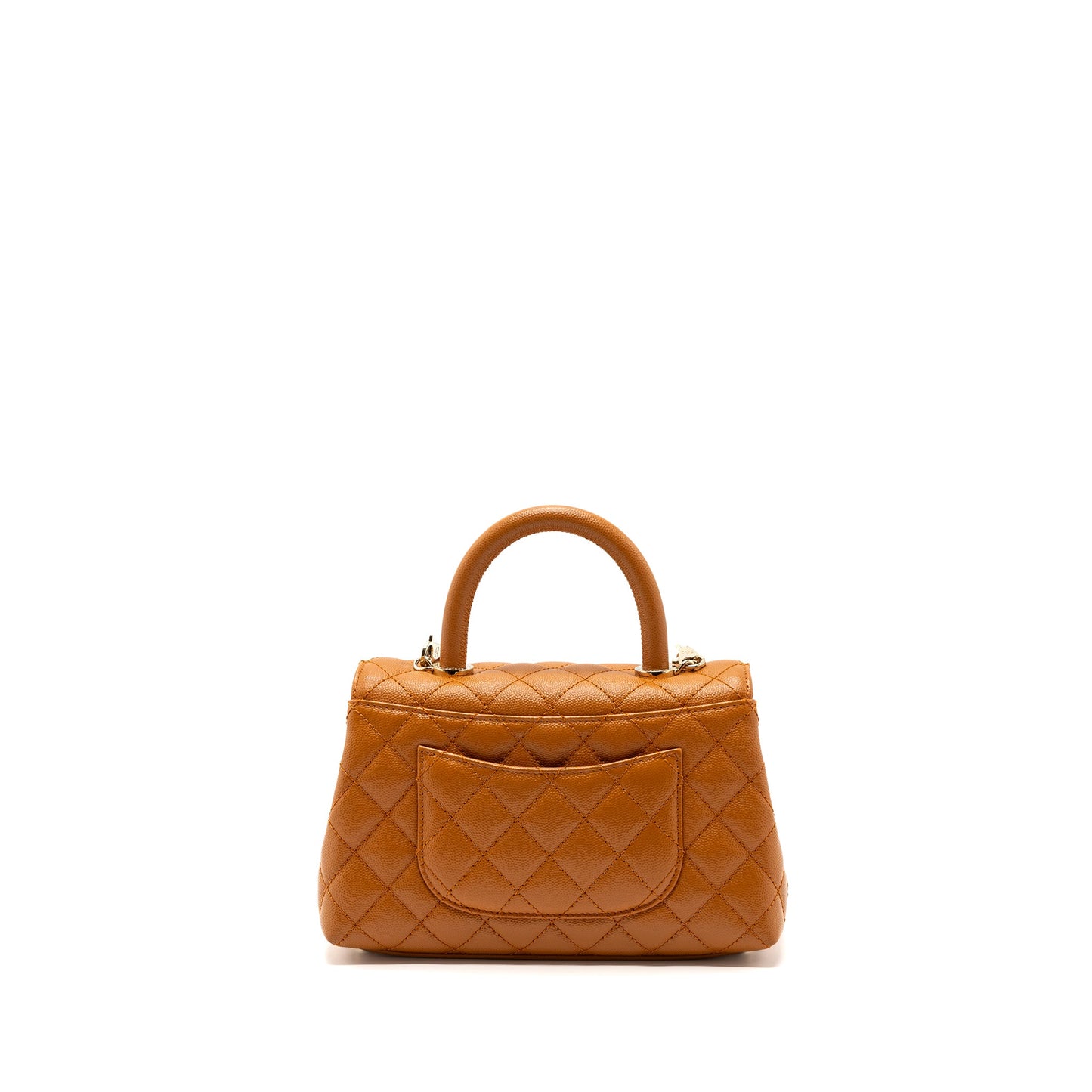 CHANEL SMALL COCO HANDLE CAVIAR CARAMEL GHW (Microchip)