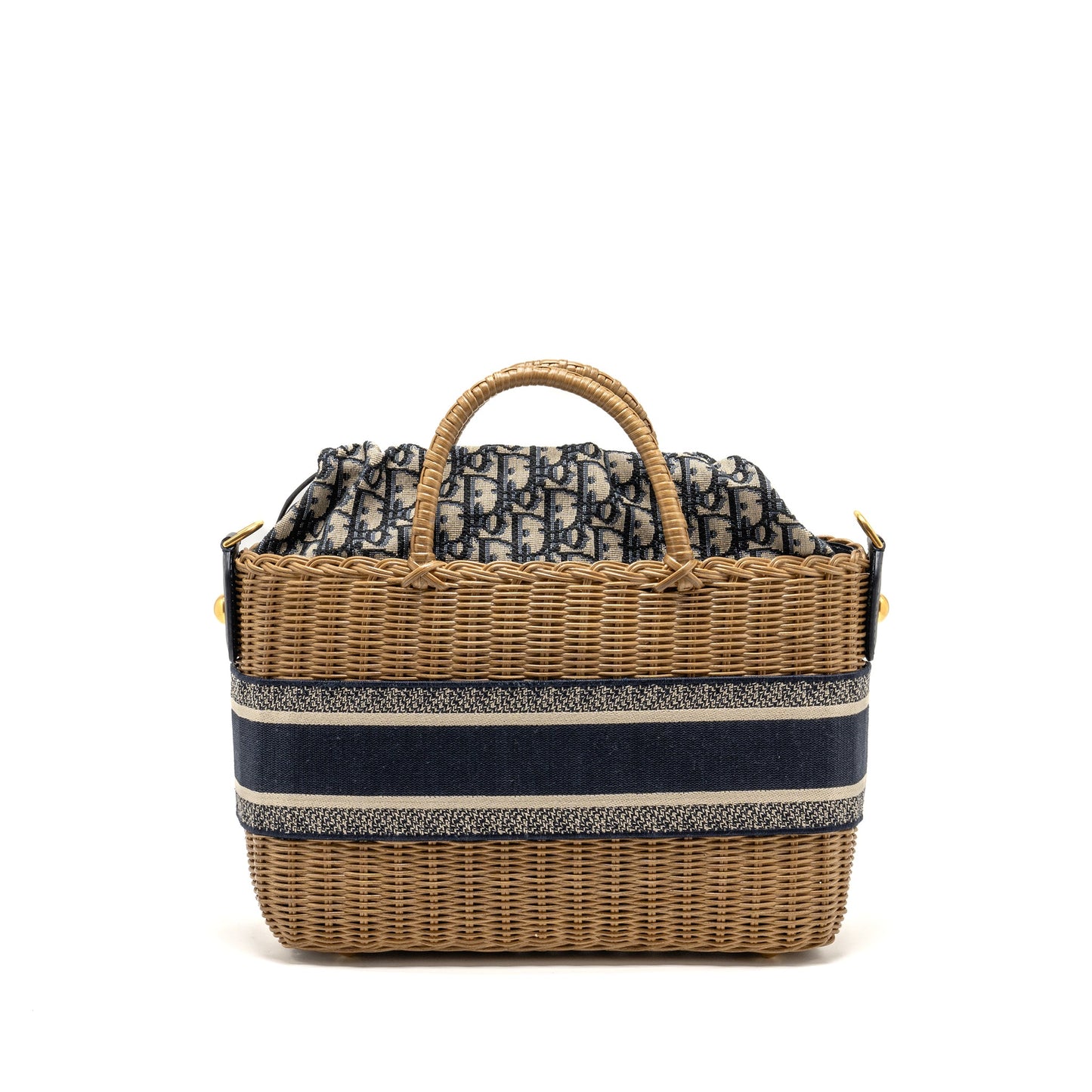 Dior Wicker Basket Shoulder Bag Blue Dior Oblique Jacquard GHW