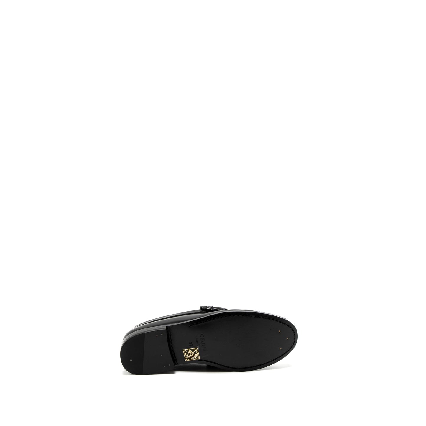 Celine Size 37 Luco Triomphe Loafer Calfskin Black GHW