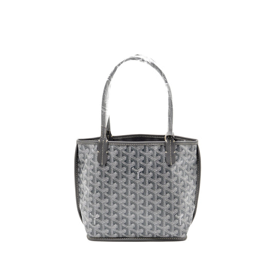 Goyard Mini Anjou Tote Bag Goyardine Canvas Grey SHW