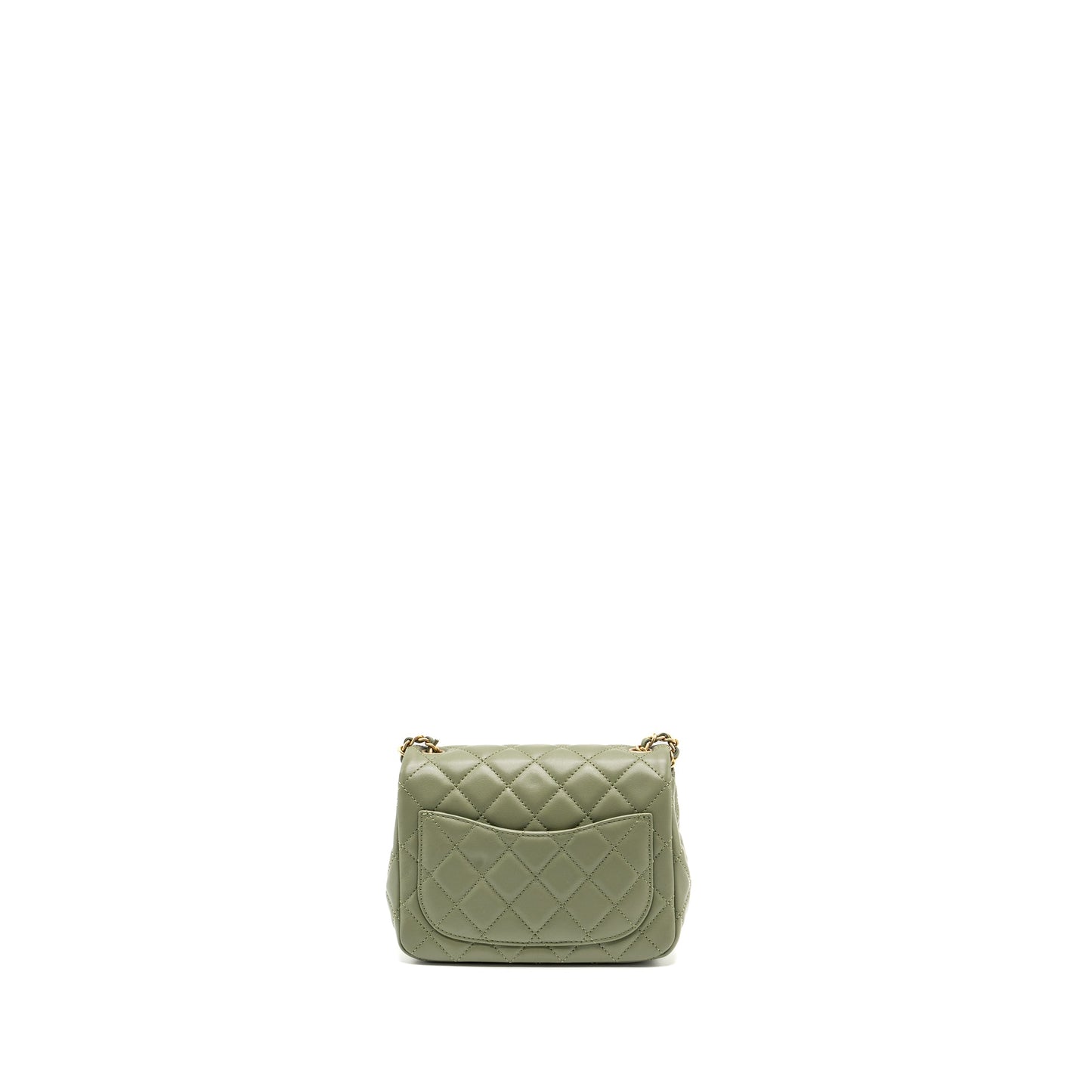 Chanel pearl crush mini square flap bag lambskin green GHW (microchip)