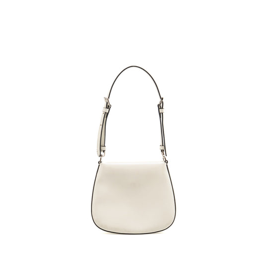 Prada Mini Cleo Shoulder Bag Brushed Leather White SHW
