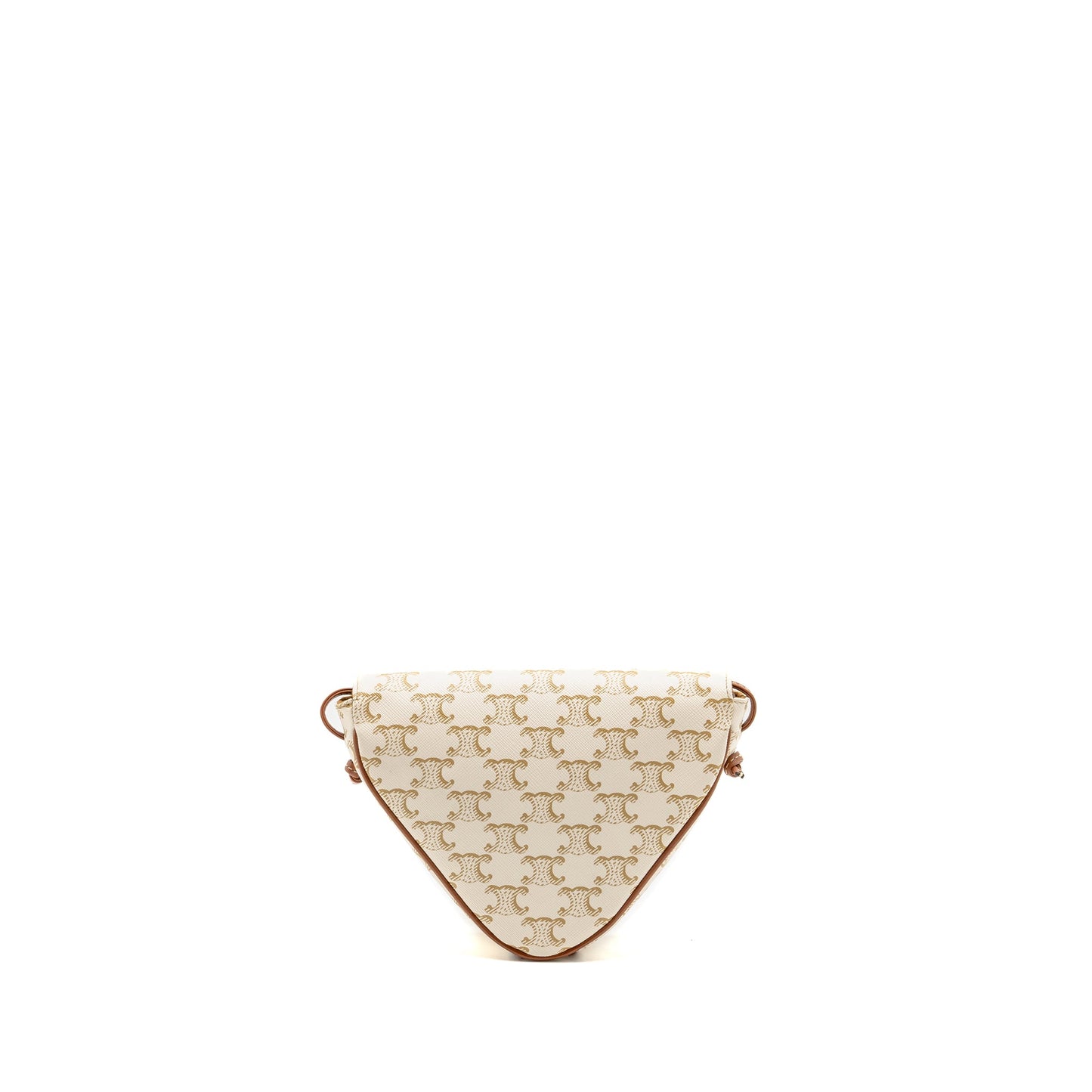 Celine Triangle Shoulder Bag Triomphe Canvas White/Tan