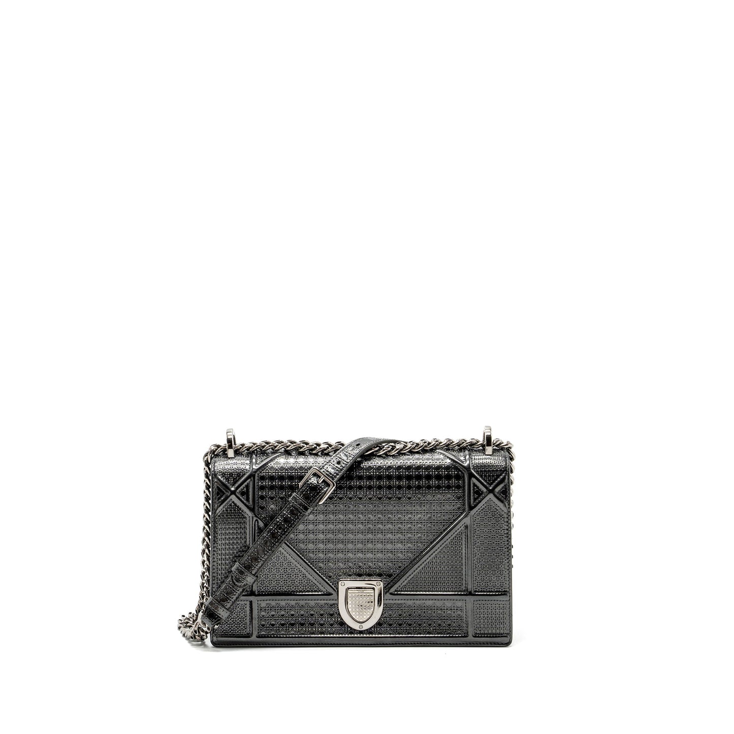 Dior medium diorama calfskin metallic silver SHW