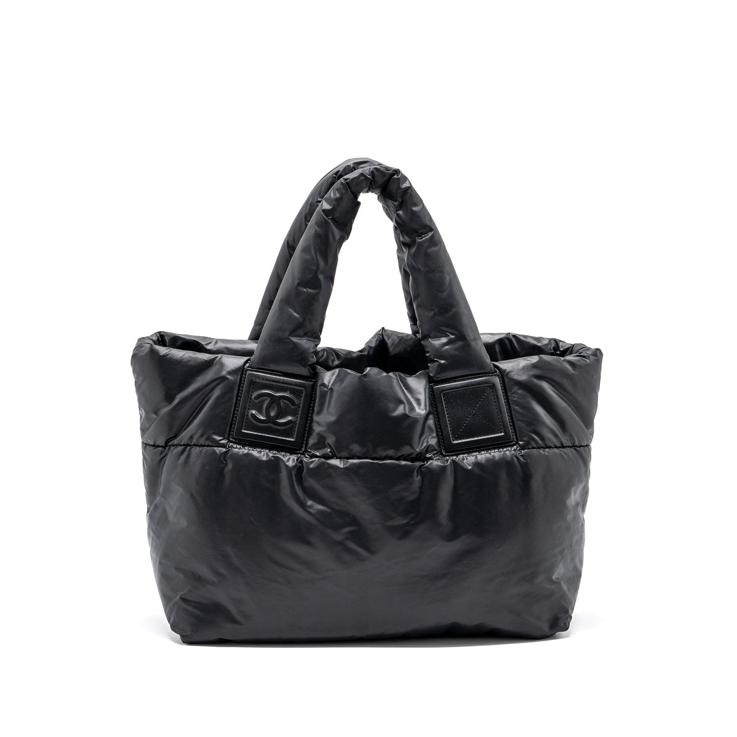 Chanel small puffy Down tote bag nylon black SHW