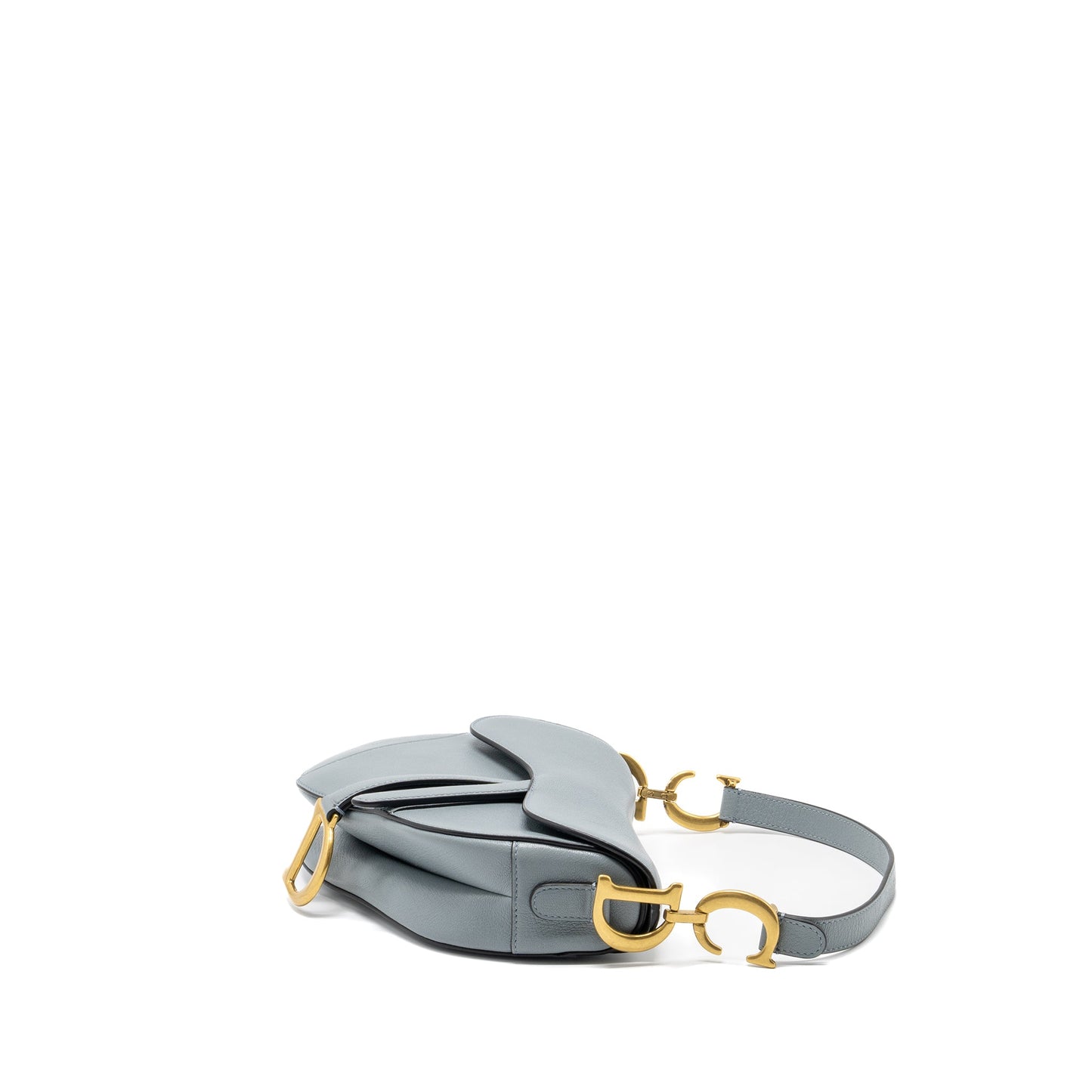 Dior Medium Saddle Bag Goatskin Light Blue GHW