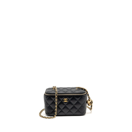 Chanel pearl crush long vanity with chain lambskin black GHW