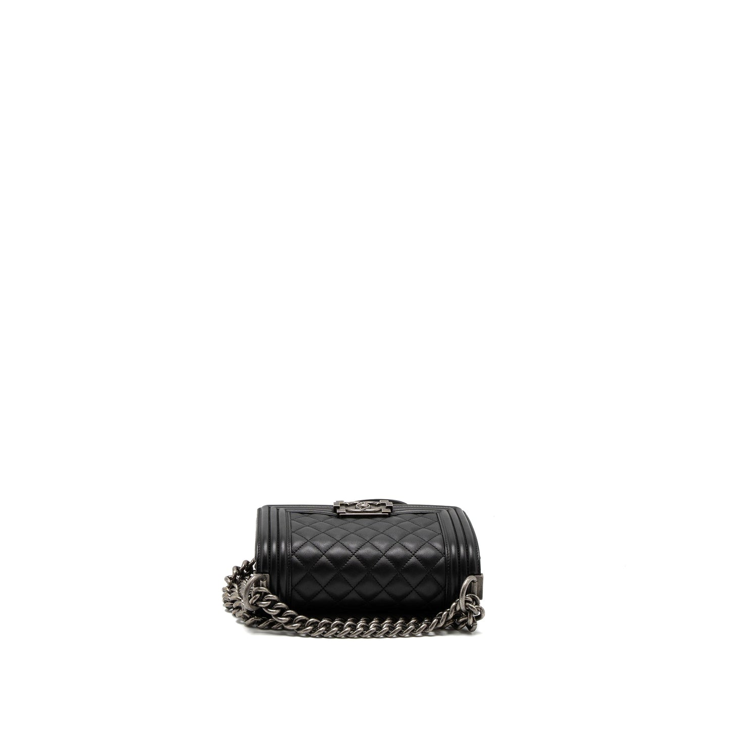 Chanel Small Boy Bag Calfskin Black Ruthenium Silver Hardware