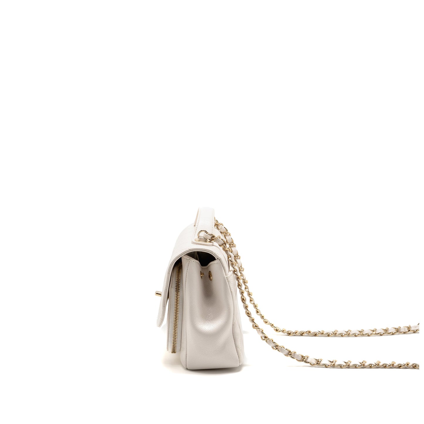 Chanel Medium Business Affinity Caviar White LGHW