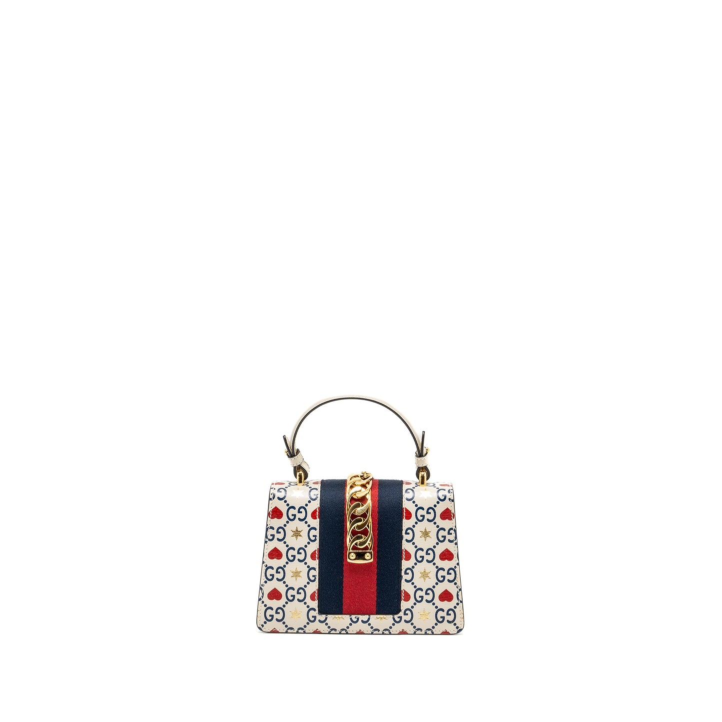 Gucci Mini top handle Sylvie tote bag with heart print limited white multicolor GHW