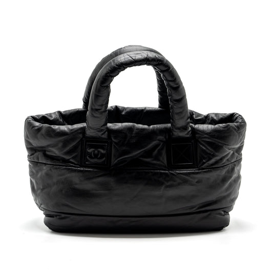 Chanel Puffy Down Down Tote Bag lambskin Black SHW