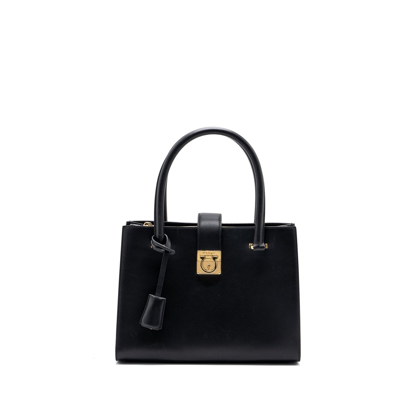 Salvatore Ferragamo Tote Bag Calfskin Black GHW