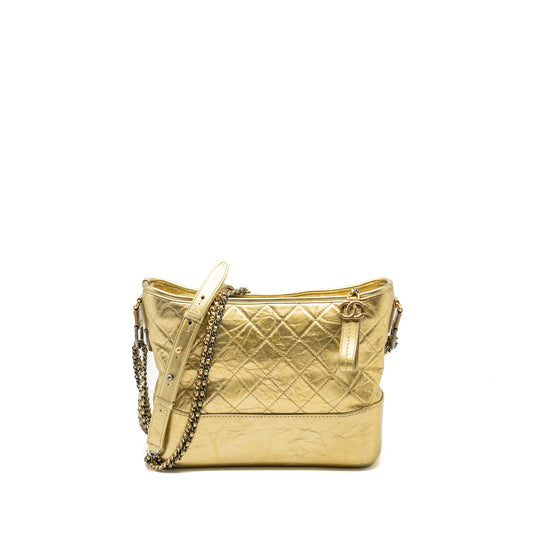 Chanel Gabrielle hobo bag calfskin metallic gold multicolour hardware