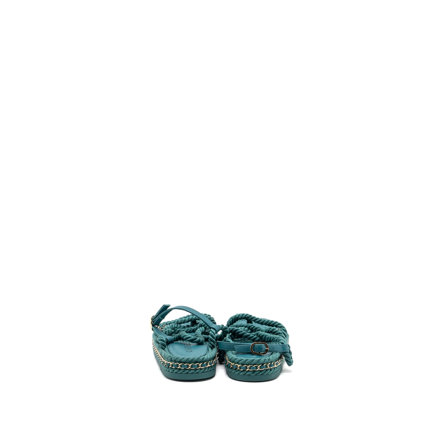Chanel Size 38 21c Sandals Cord Green LGHW
