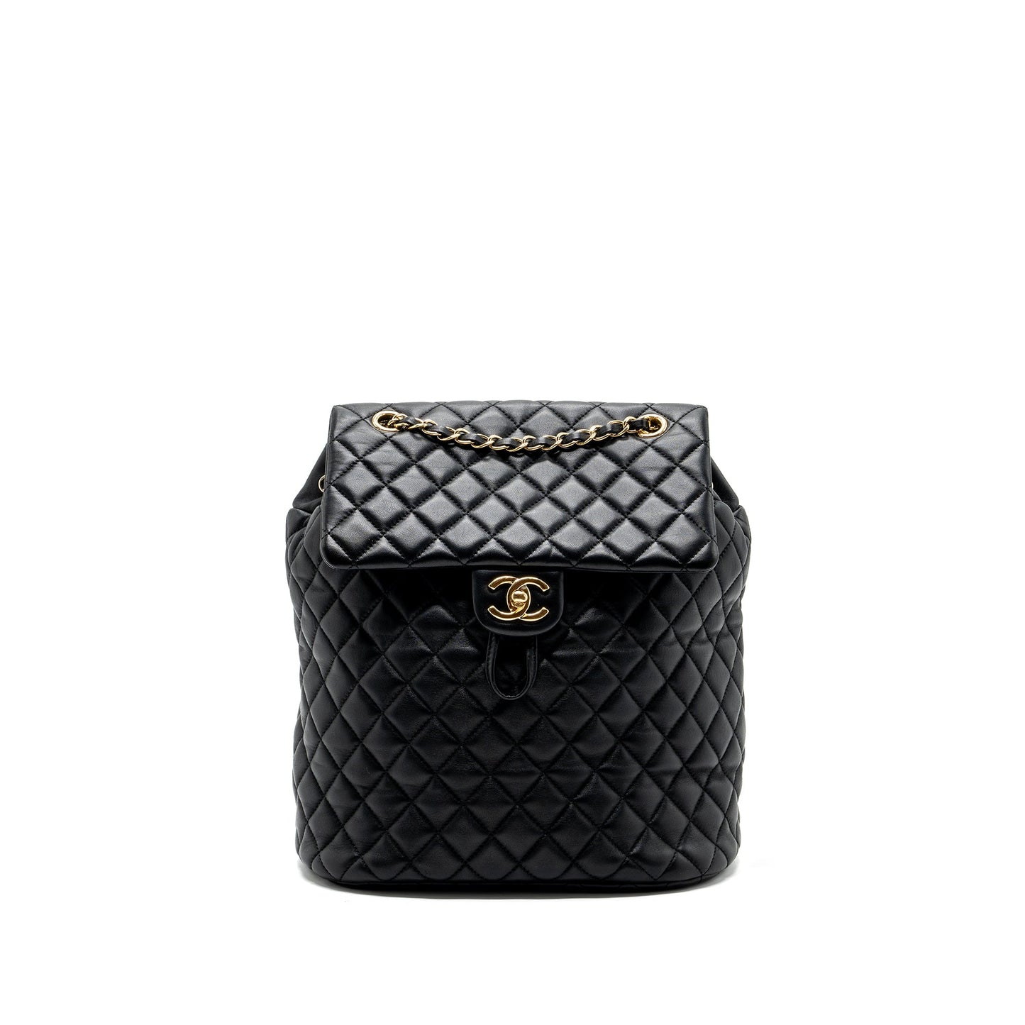 Chanel quilted flap backpack lambskin black GHW
