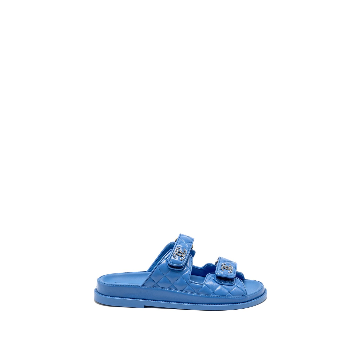 Chanel Size 37.5 24P Mules Lambskin Blue GHW
