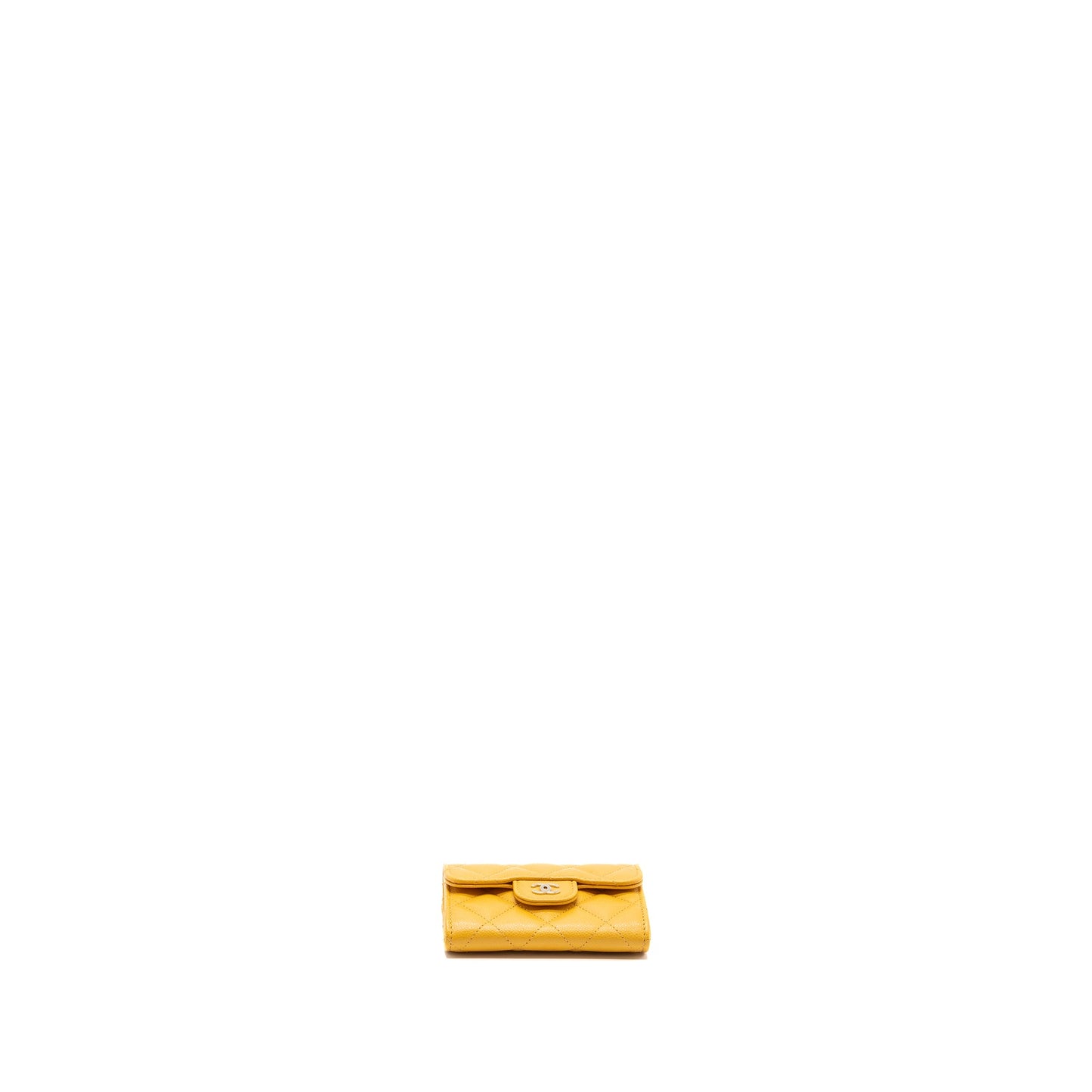 Chanel Classic Flap Card Holder Caviar Yellow LGHW (mircochip)