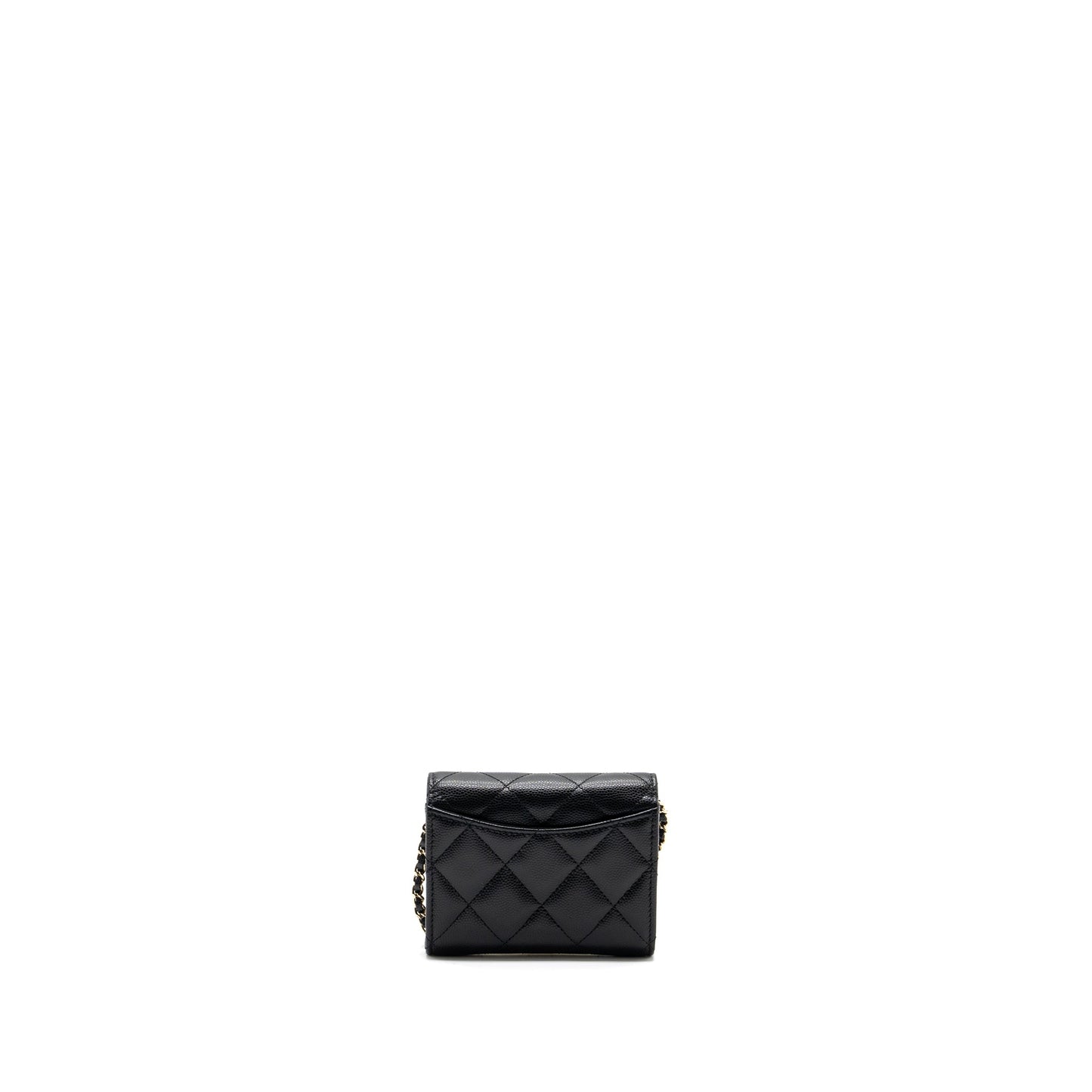 Chanel Card Holder With Chain Caviar Black LGHW
