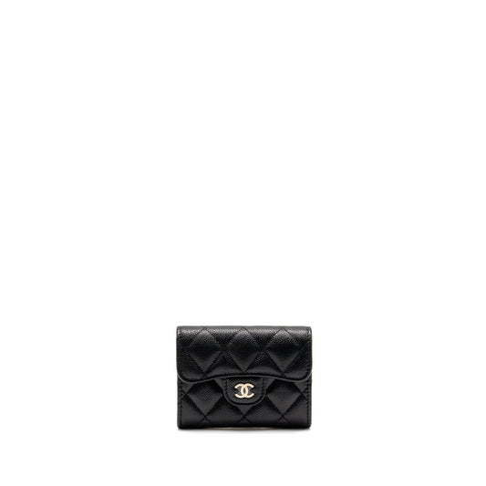 Chanel Classic Flap Card Holder Caviar Black LGHW (Microchip)
