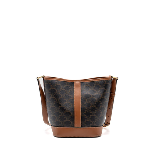 Celine Small Bucket Bag Triomphe Canvas/ Leather GHW