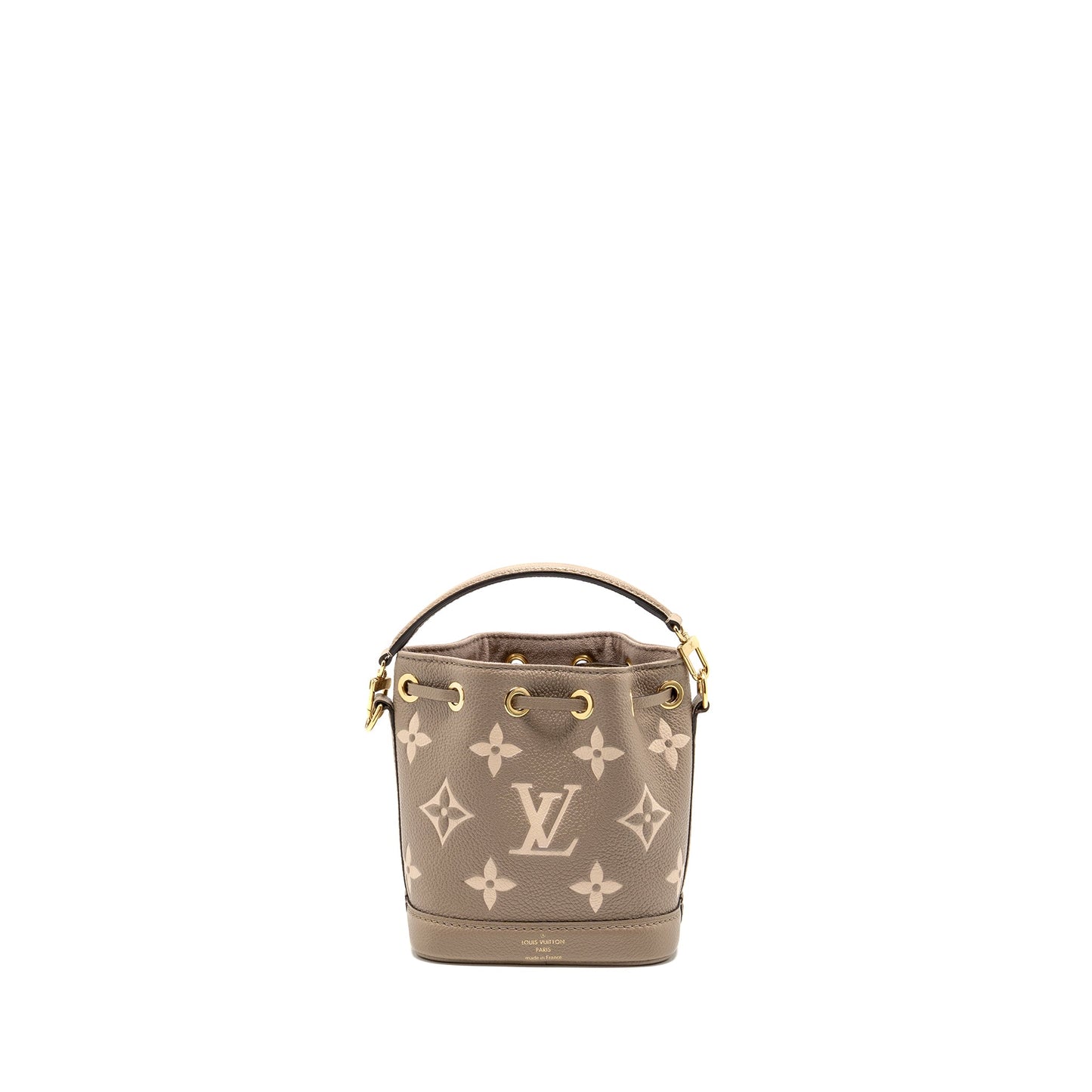 Louis Vuitton Nano Noe monogram empreinte calfskin leather grey GHW